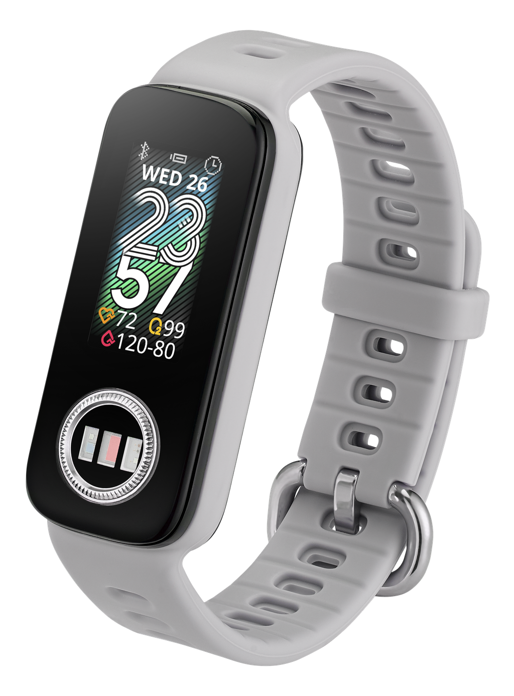 The world’s first smart wrist band that offers one-touch Pulse Transit Time (PTT) and blood oxygen measurement. ( with metal clasp)